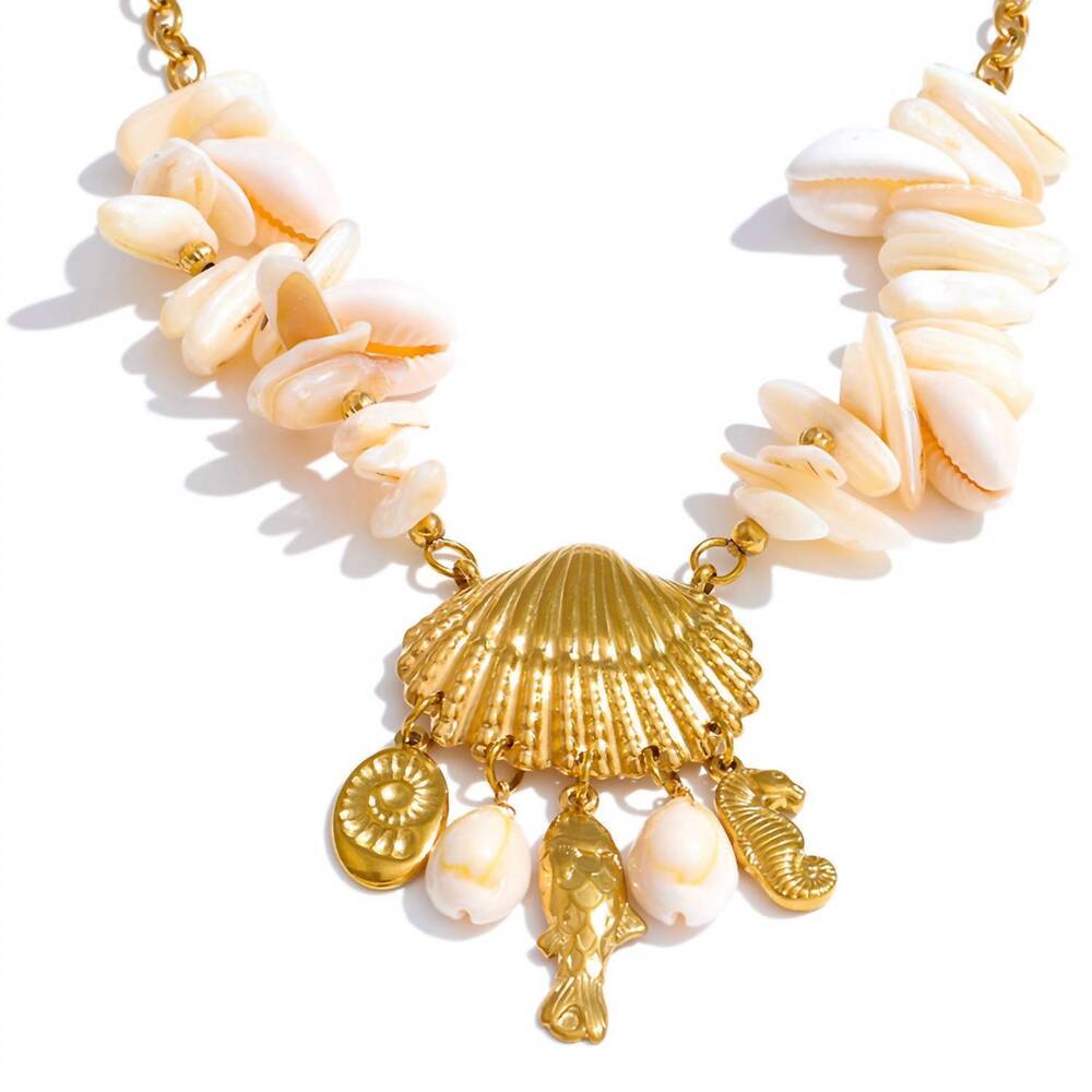 NEW JAZZY PINK women's capri coast necklace in gold